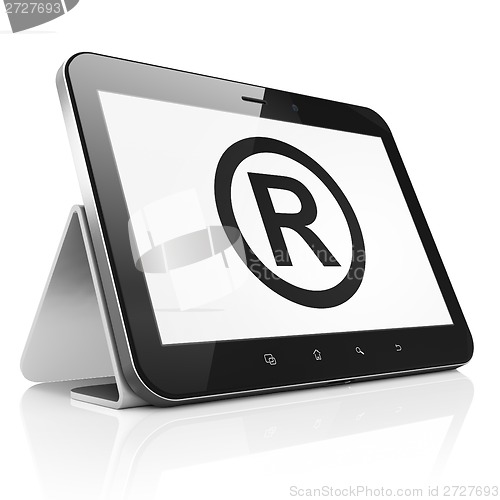 Image of Law concept: Registered on tablet pc computer
