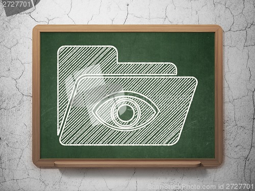 Image of Business concept: Folder With Eye on chalkboard background