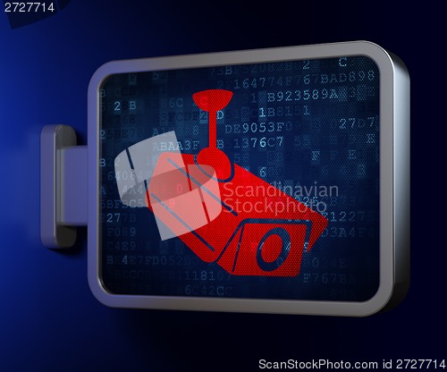 Image of Security concept: Cctv Camera on billboard background