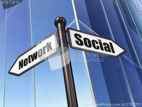 Image of Social media concept: sign Social Network on Building background