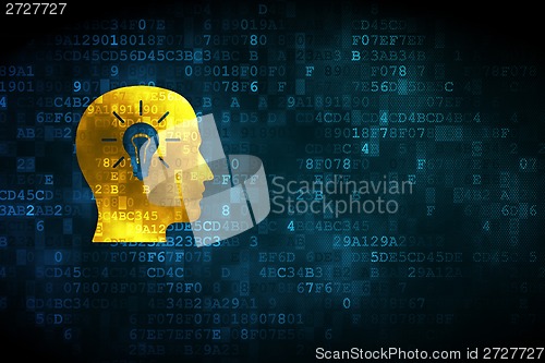 Image of Finance concept: Head With Light Bulb on digital background