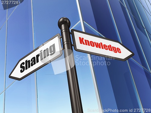 Image of Education concept: sign Knowledge Sharing on Building background