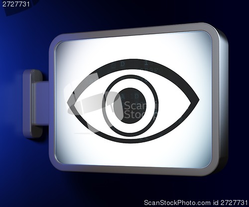Image of Protection concept: Eye on billboard background