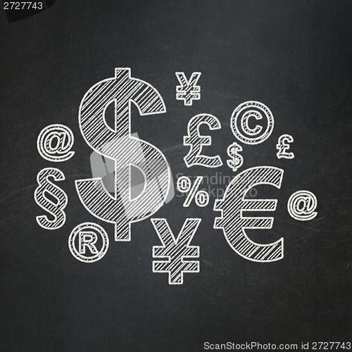 Image of Advertising concept: Finance Symbol on chalkboard background