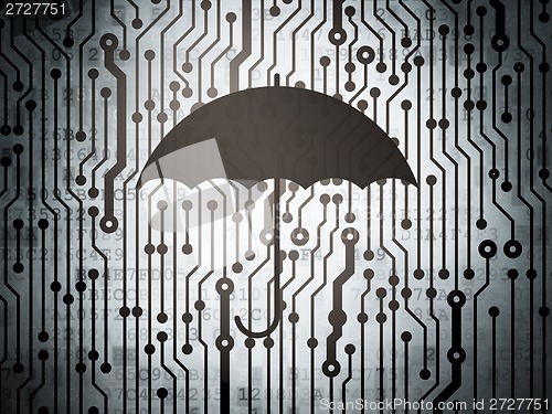 Image of Protection concept: circuit board with Umbrella