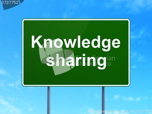 Image of Education concept: Knowledge Sharing on road sign background
