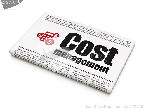 Image of Business concept: newspaper with Cost Management and Calculator