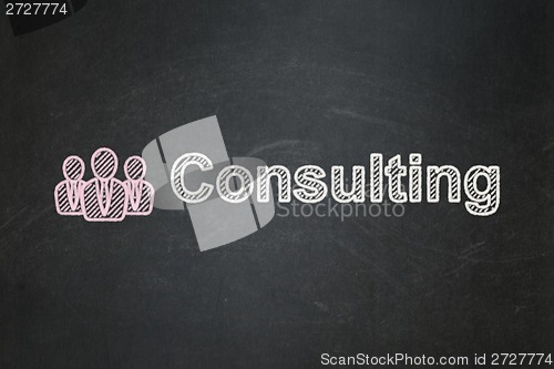 Image of Finance concept: Business People and Consulting on chalkboard background