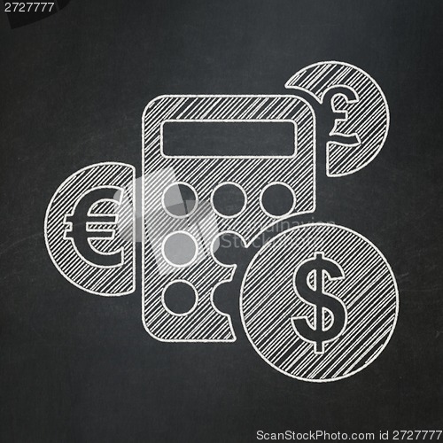 Image of News concept: Calculator on chalkboard background