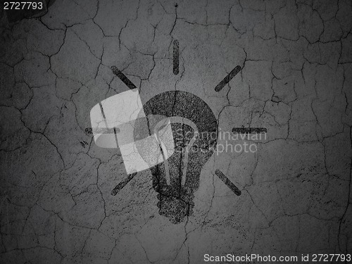 Image of Finance concept: Light Bulb on grunge wall background