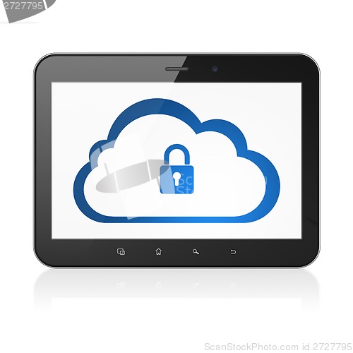 Image of Cloud computing concept: Padlock on tablet pc computer