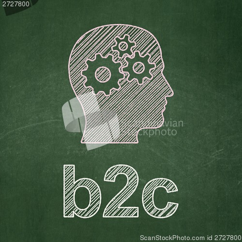 Image of Business concept: Head With Gears and B2c on chalkboard background