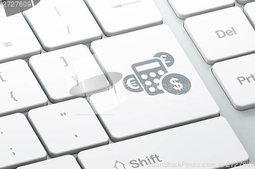 Image of News concept: Calculator on computer keyboard background