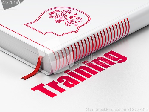 Image of Education concept: book Head With Finance Symbol, Training on white background