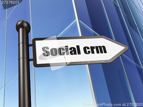 Image of Finance concept: sign Social CRM on Building background