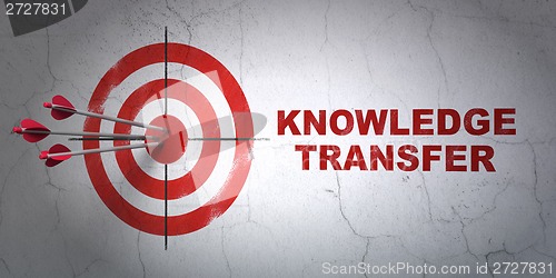 Image of Education concept: target and Knowledge Transfer on wall background