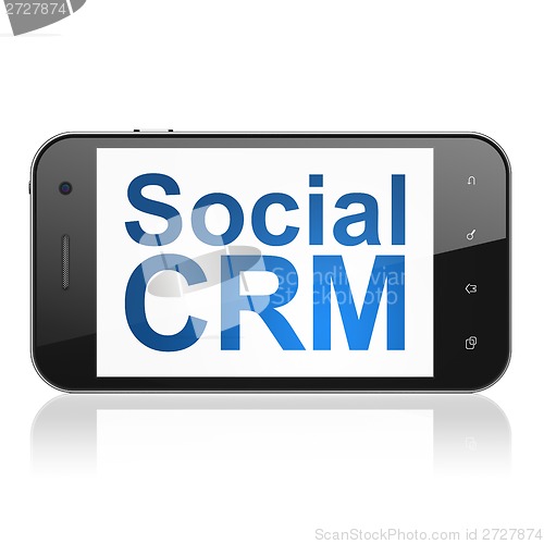 Image of Business concept: Social CRM on smartphone
