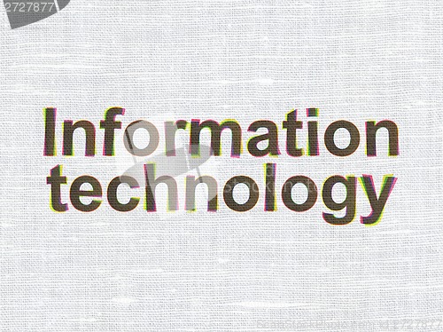 Image of Data concept: Information Technology on fabric texture background