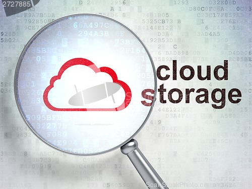Image of Cloud technology concept: Cloud and Cloud Storage with optical glass