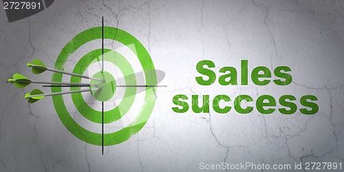 Image of Marketing concept: target and Sales Success on wall background