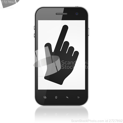 Image of Web development concept: Mouse Cursor on smartphone
