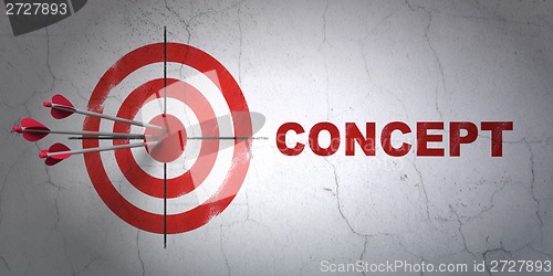 Image of Marketing concept: target and Concept on wall background