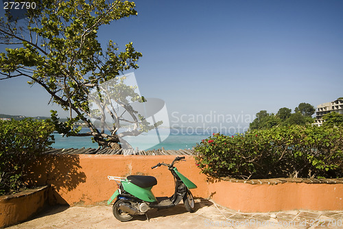 Image of motorbike by sea