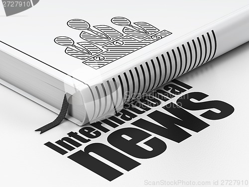 Image of News concept: book Business Team, International News on white background