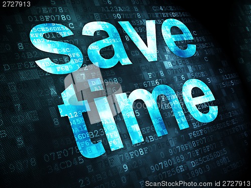 Image of Timeline concept: Save Time on digital background