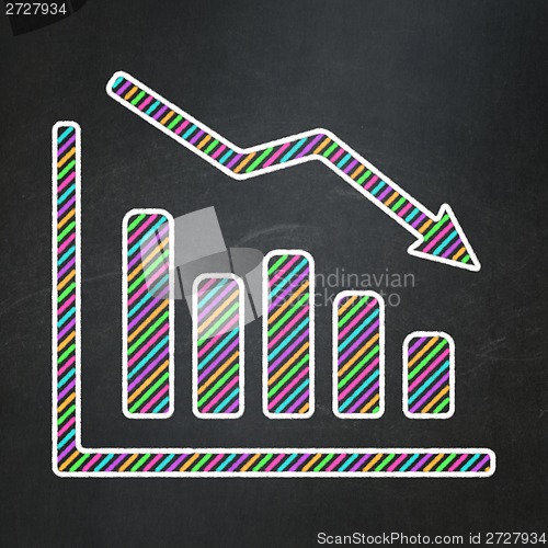 Image of News concept: Decline Graph on chalkboard background