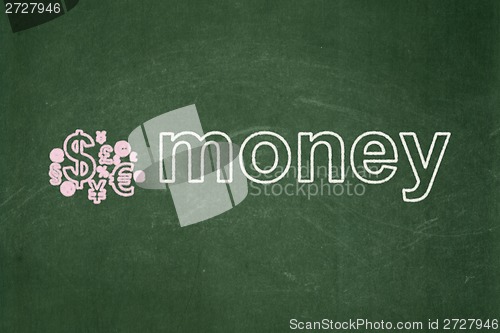 Image of Finance concept: Finance Symbol and Money on chalkboard background