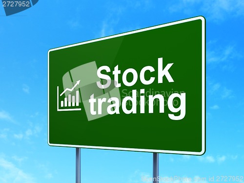 Image of Business concept: Stock Trading and Growth Graph on road sign background