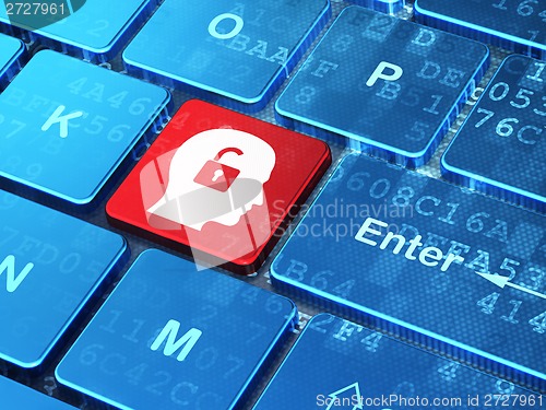 Image of Business concept: Head With Padlock on computer keyboard background