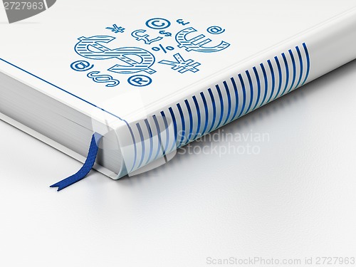 Image of Marketing concept: closed book, Finance Symbol on white background