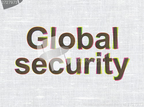 Image of Security concept: Global Security on fabric texture background