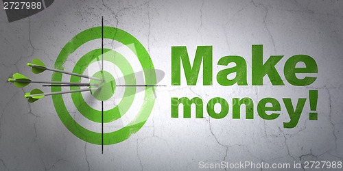 Image of Business concept: target and Make Money! on wall background