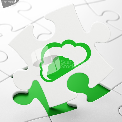 Image of Cloud networking conceptb on puzzle background