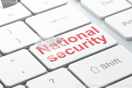 Image of Security concept: National Security on computer keyboard background