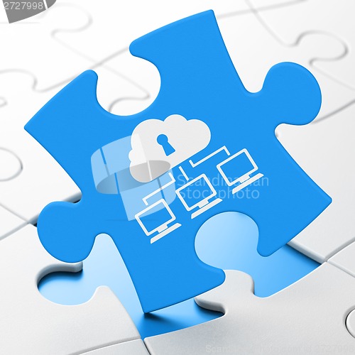 Image of Cloud computing concept: Cloud Network on puzzle background