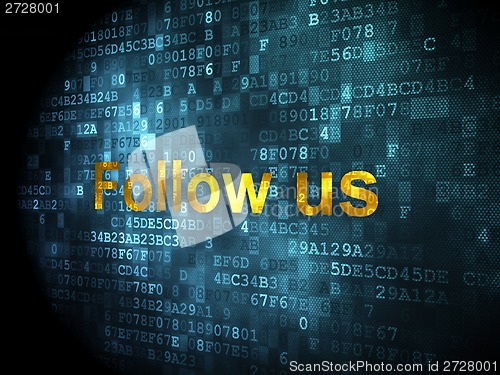 Image of Social network concept: Follow us on digital background