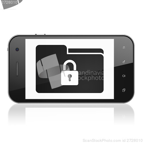 Image of Finance concept: Folder With Lock on smartphone