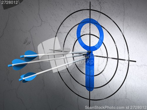 Image of Web development concept: arrows in Search target on wall background