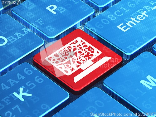 Image of Education concept: Computer Pc on computer keyboard background