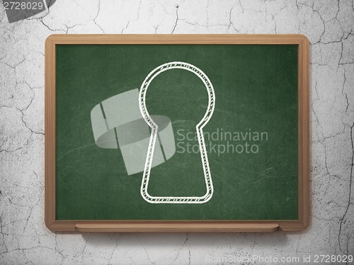 Image of Information concept: Keyhole on chalkboard background