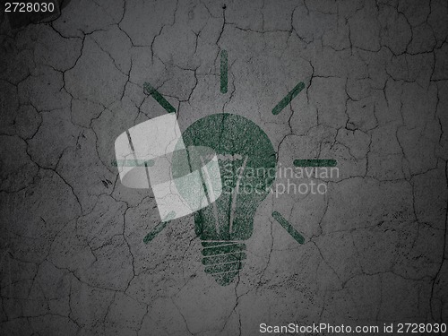 Image of Finance concept: Light Bulb on grunge wall background