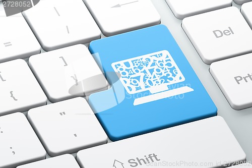 Image of Education concept: Computer Pc on computer keyboard background
