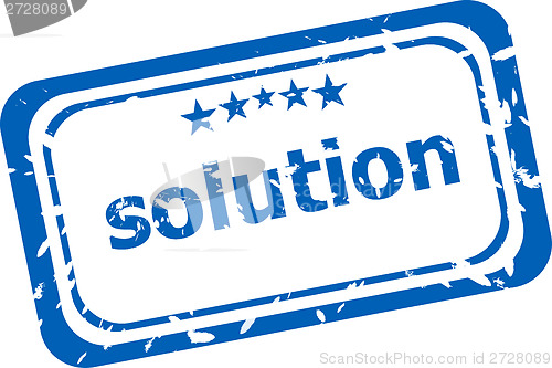 Image of Solution grunge rubber stamp on white background