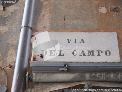 Image of Via del Campo street sign in Genoa