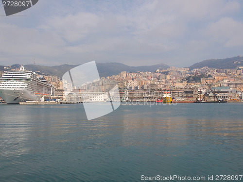 Image of View of Genoa Italy from the sea