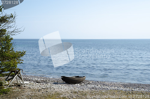 Image of Old rowing boat at a winch